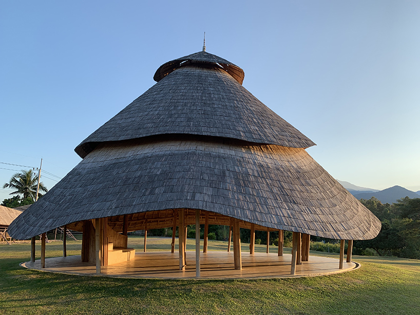 chiangmai life architects builds bamboo 'meditation cathedral & sunset sala' in thailand