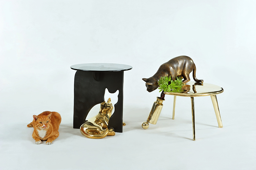 dogs, cats & frogs handcrafted from brass form apiwat chitapanya's quirky furniture series