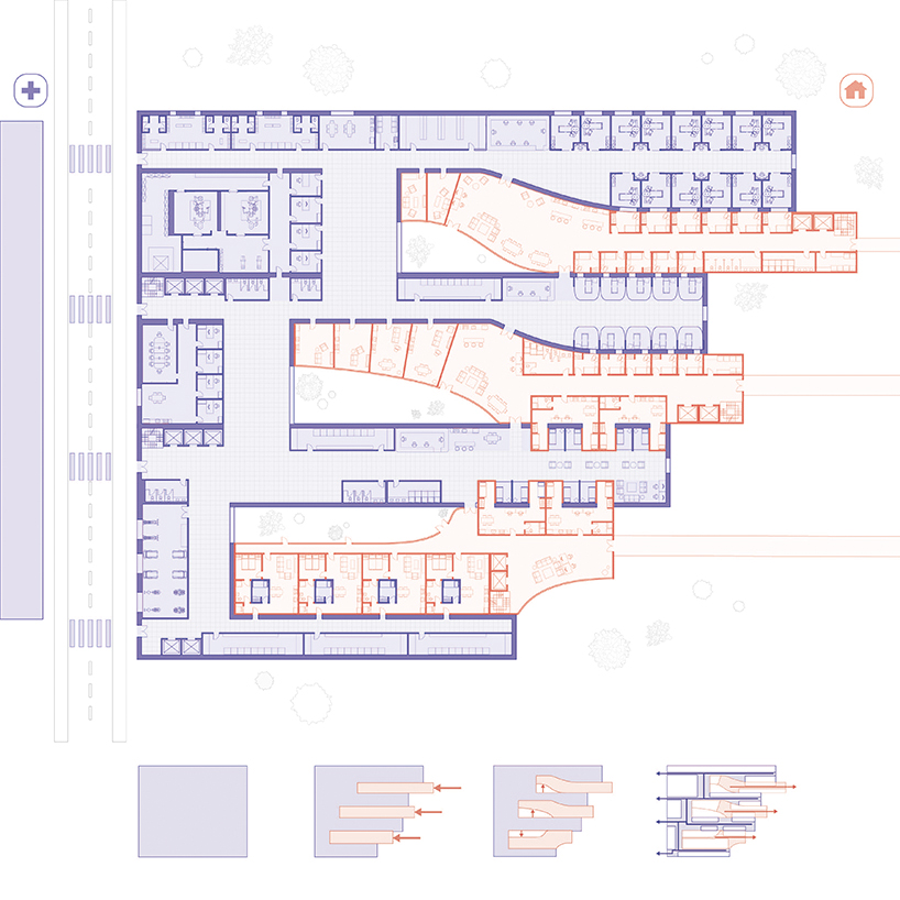 'home during sickness' proposes intermix of intimate domestic environments + hospital facilities