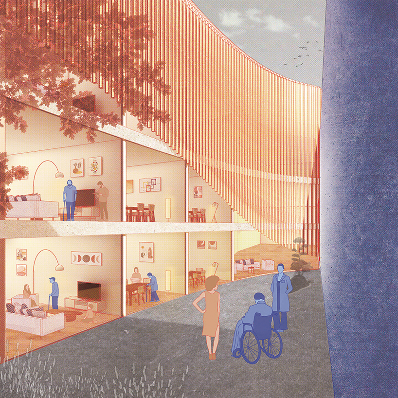 'home during sickness' proposes intermix of intimate domestic environments + hospital facilities