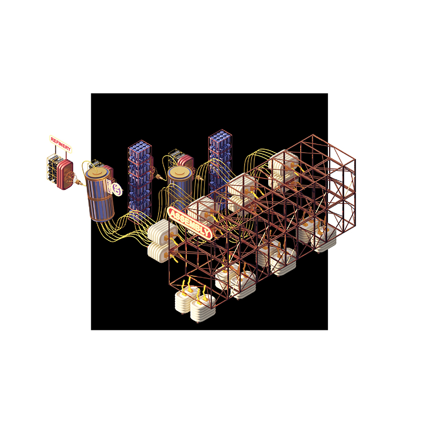 node 1 is an imagined satellite recycling and manufacturing space station in low earth orbit 7