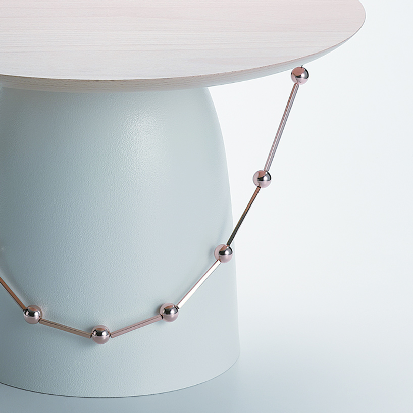 minimal fashion accessories decorate furniture pieces in 'yangban' series by jung-hoon lee 