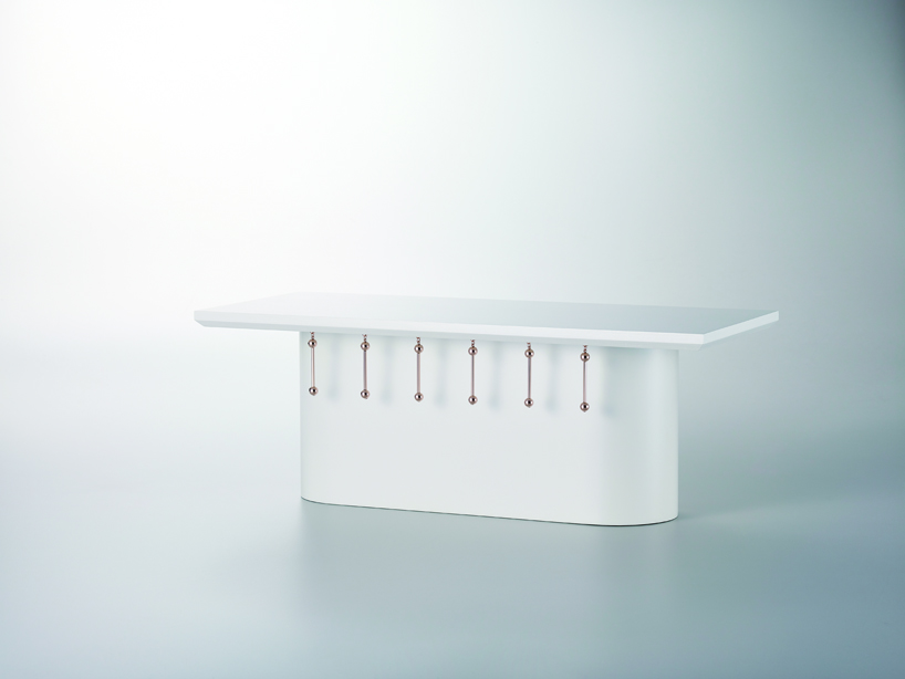 minimal fashion accessories decorate furniture pieces in 'yangban' series by jung-hoon lee 