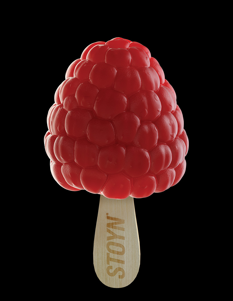 sculptural popsicles by stoyn look like real fresh fruit on a stick
