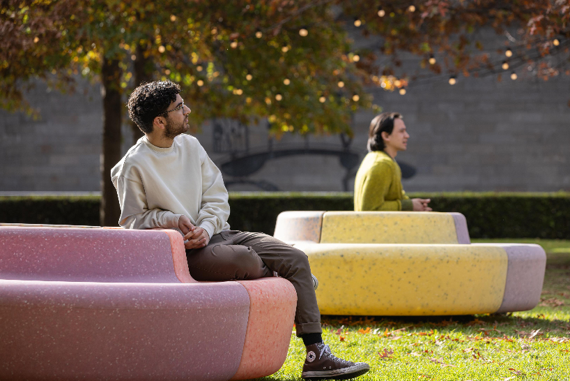 ENESS' solar-powered benches inspired by vintage flower graphics oscillate in melbourne 