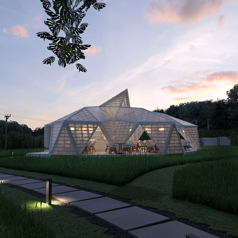 scuptural restaurant by whitaker studio in mauritius opens up like a flower