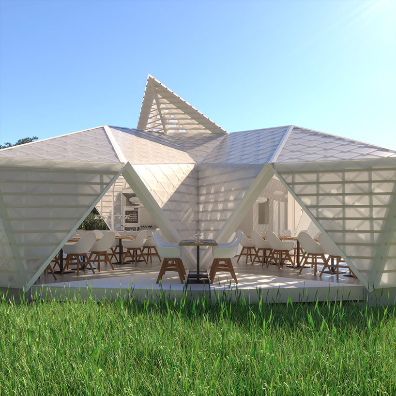 scuptural restaurant by whitaker studio in mauritius opens up like a flower