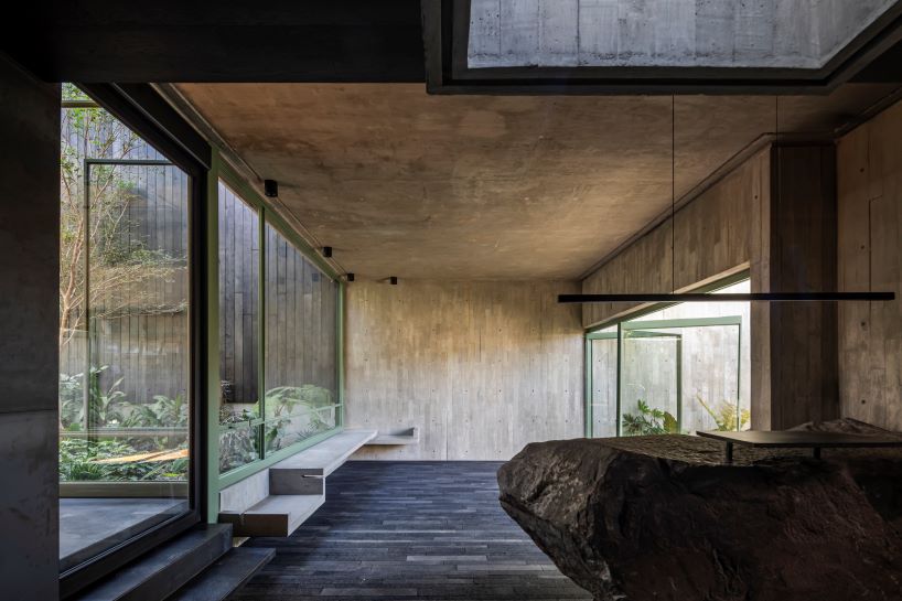 assemblage of concrete, stone, and steel blocks shape di frenna arquitectos' mexico office