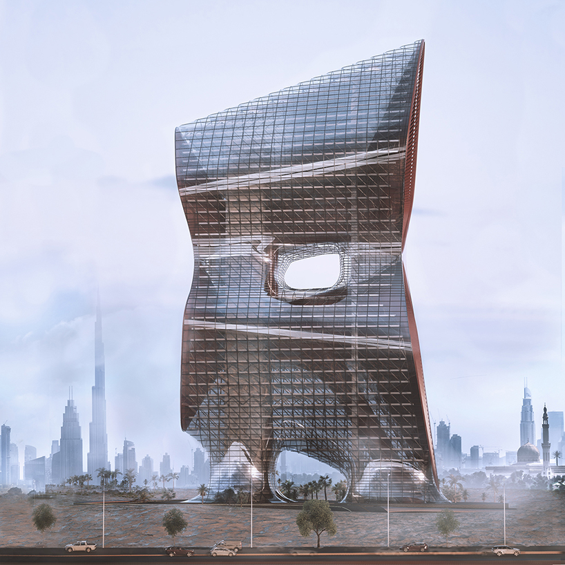 absorbent sandstorm skyscrapers by kalbod design studio envisioned to echo dubai's skyline while cleaning up its air