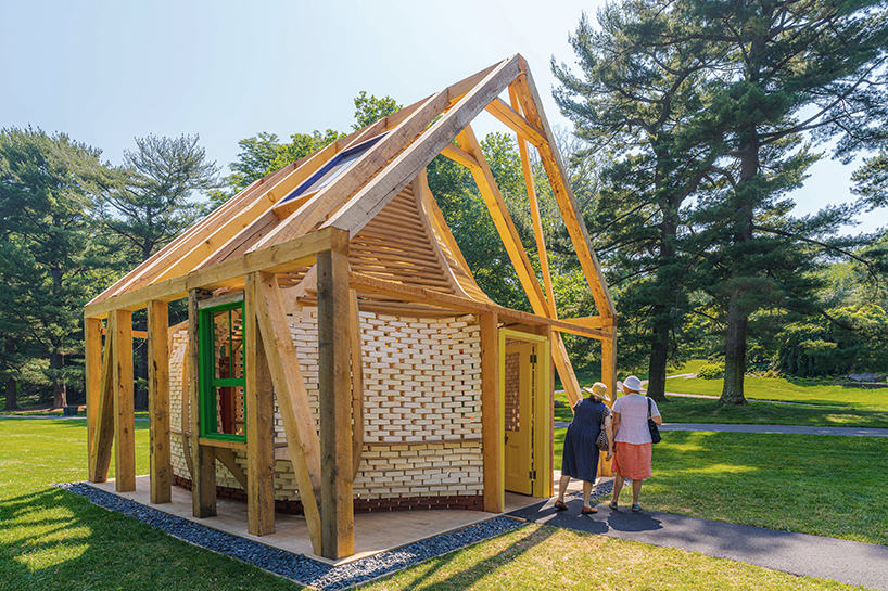 mycelium brick pavilion by andre kong studio sprouts in new york botanical gardens