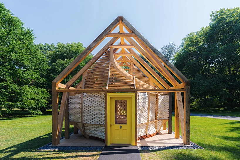 mycelium brick pavilion by andre kong studio sprouts in new york botanical gardens