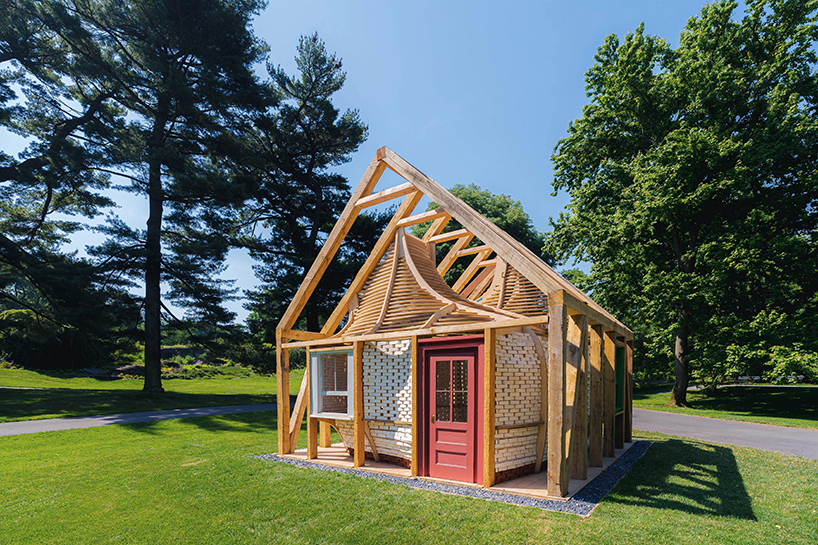 mycelium brick pavilion by andre kong studio sprouts in new york botanical gardens