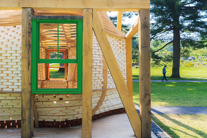 mycelium brick pavilion by andre kong studio sprouts in new york botanical gardens