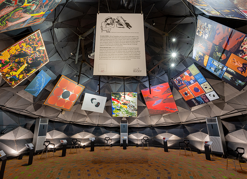 parametric metal tent with ridge paneled facade serves as multipurpose events space by andblack studio in india