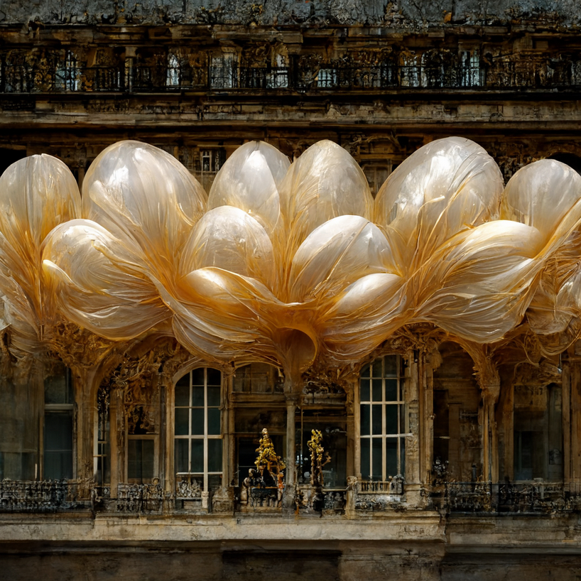 maximalist AI explorations reimagine the versailles palace with mesmerizing gold facades
