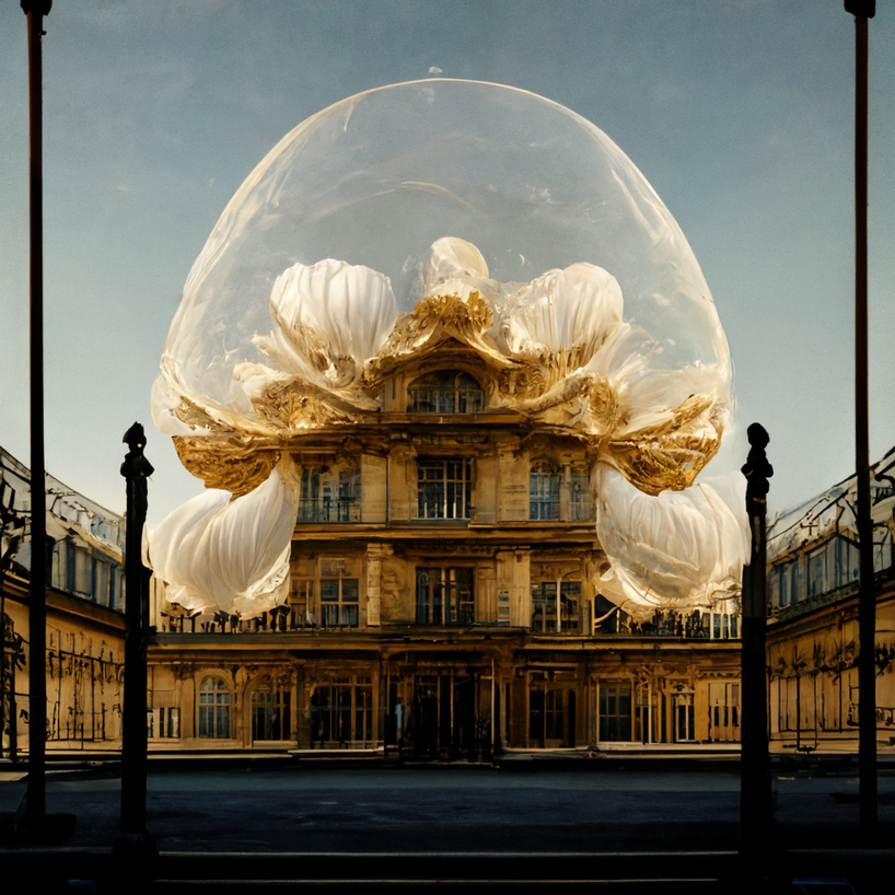 maximalist AI explorations reimagine the versailles palace with mesmerizing gold facades
