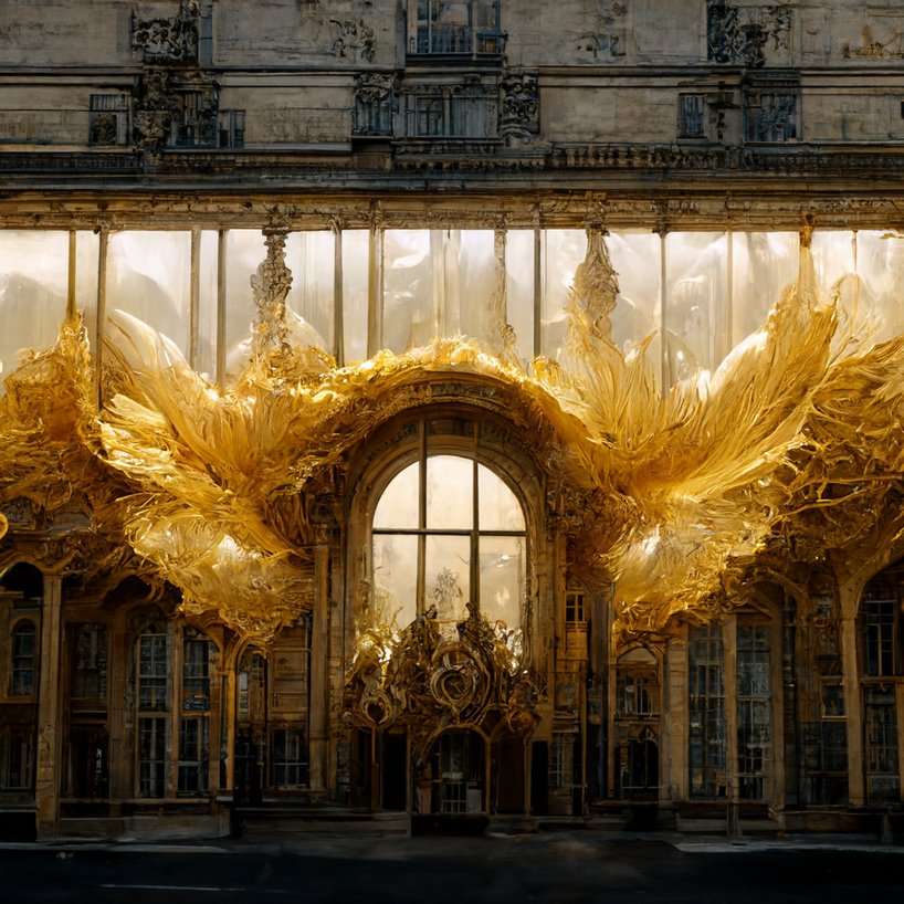 maximalist AI explorations reimagine the versailles palace with mesmerizing gold facades