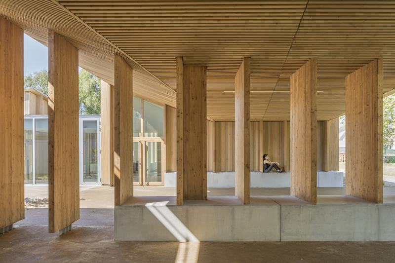 bio-based materials form playful facade for reconstructed primary school in france - 3