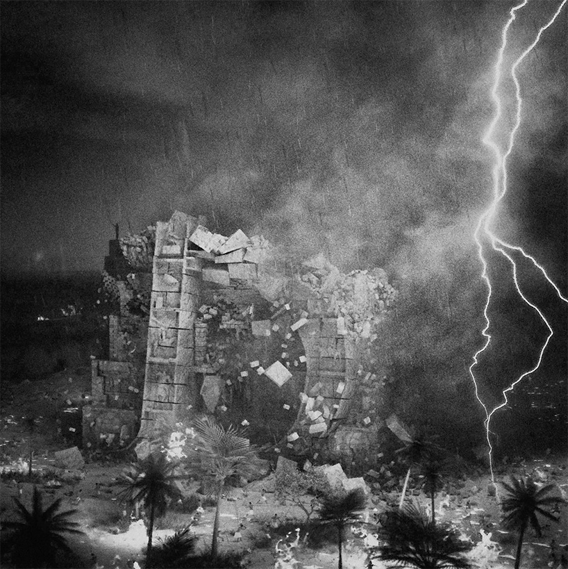 optical arts captures babel's creation and destruction in the style of antonio basoli