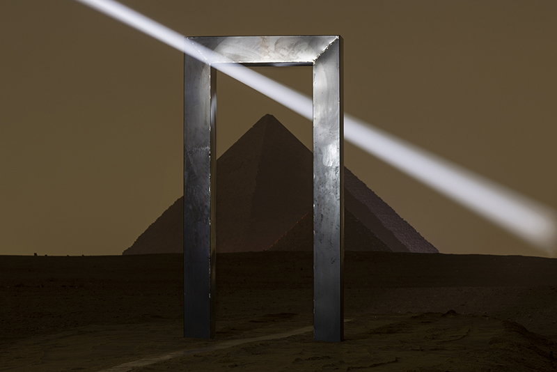 transcendent installation ‘portal of light’ by emilio ferro illuminates ancient pyramids of giza