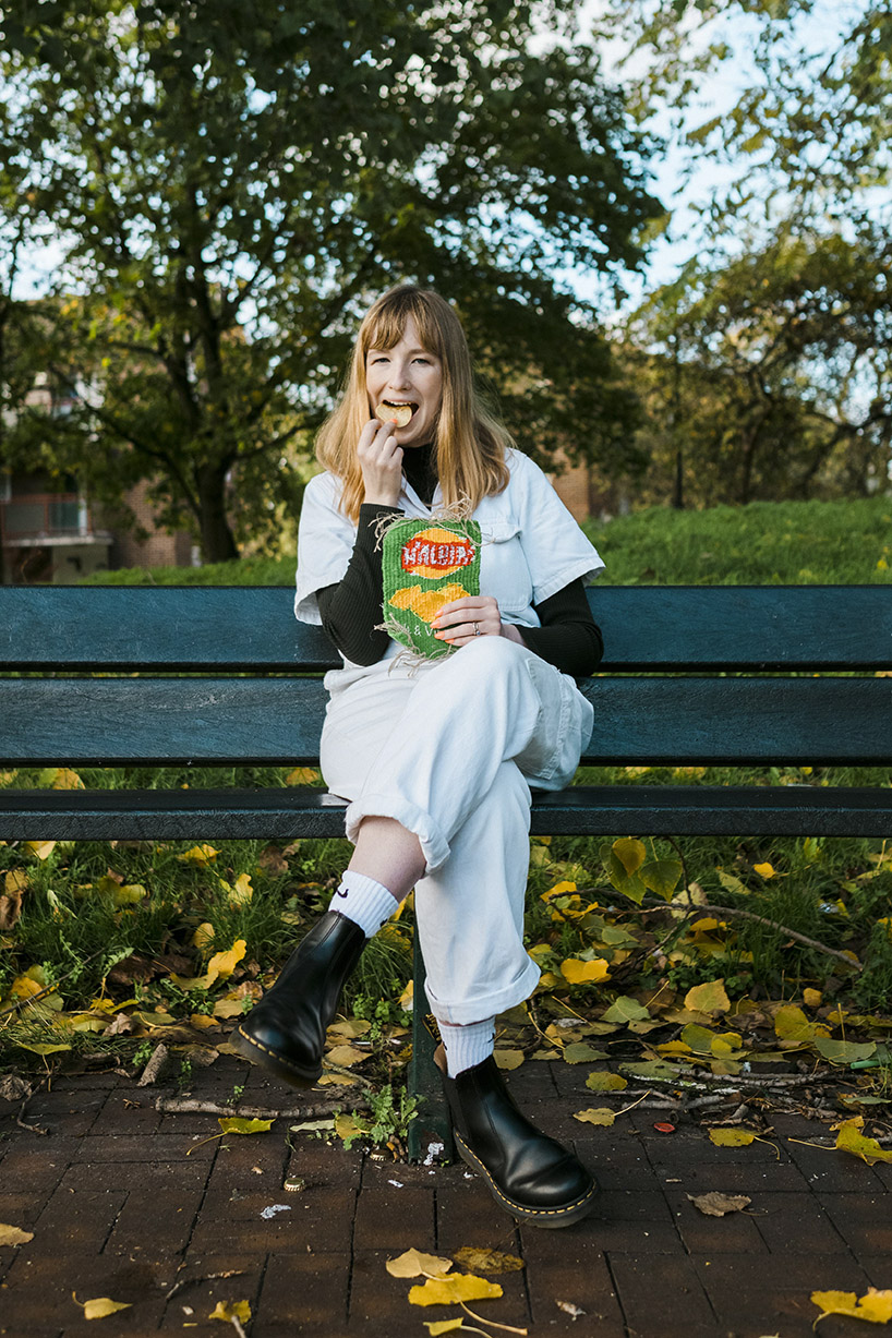 alexandra lucas handweaves iconic crisp packets to celebrate the simple joys of snacking