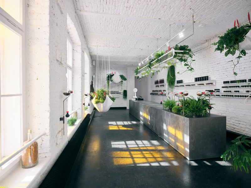loft-like van den berg spice house in austria is infused with exotic plants and rich aromas