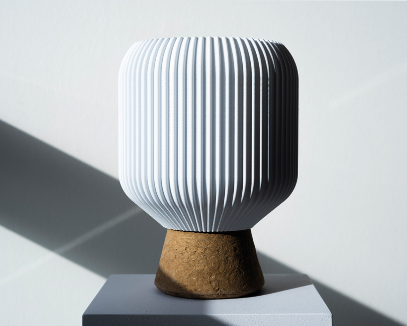 cozy cleo table lamp is made from recycled cardboard and 3d printed plastic bottles
