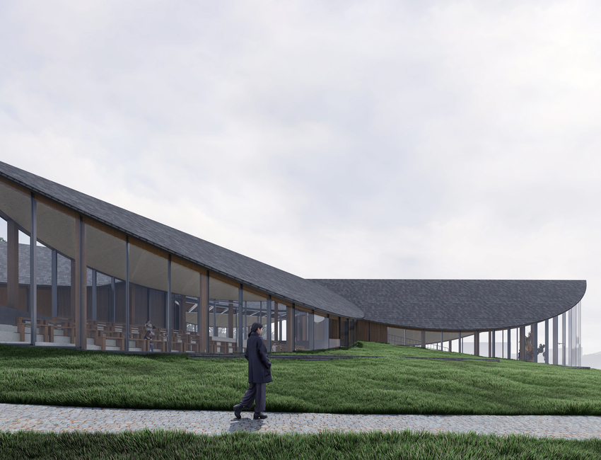 field object lab embeds leaf-shaped community center along lake's edge in china