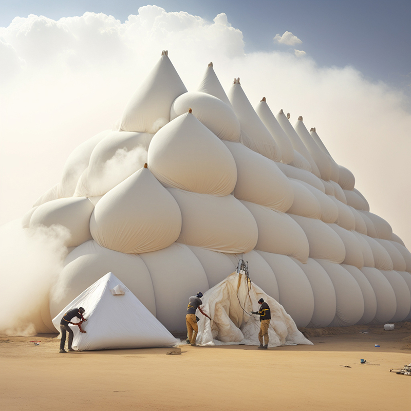 ulises AI reimagines ancient pyramids as cozy monuments made of plush pillows