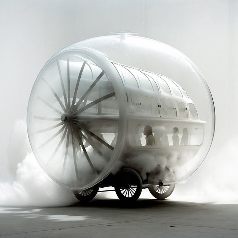 historic steam shuttles are reimagined as futuristic vehicles in ulises AI's midjourney series