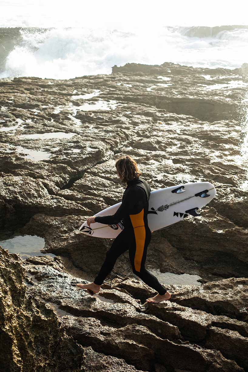 recycled oyster shells and limestone minerals shape deeply's sustainable wetsuits