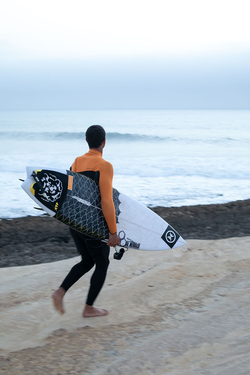 recycled oyster shells and limestone minerals shape deeply's sustainable wetsuits