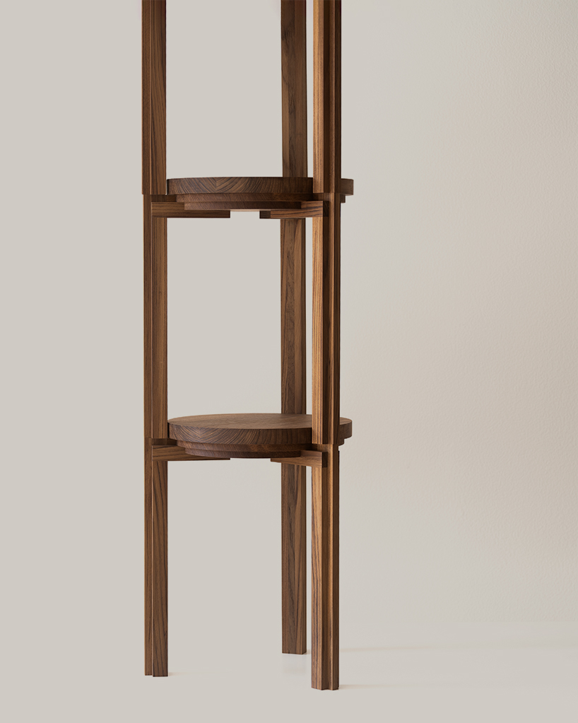 cornice: stackable wooden stool by nao iwamatsu acts as seat, side table, and sculpture - 7