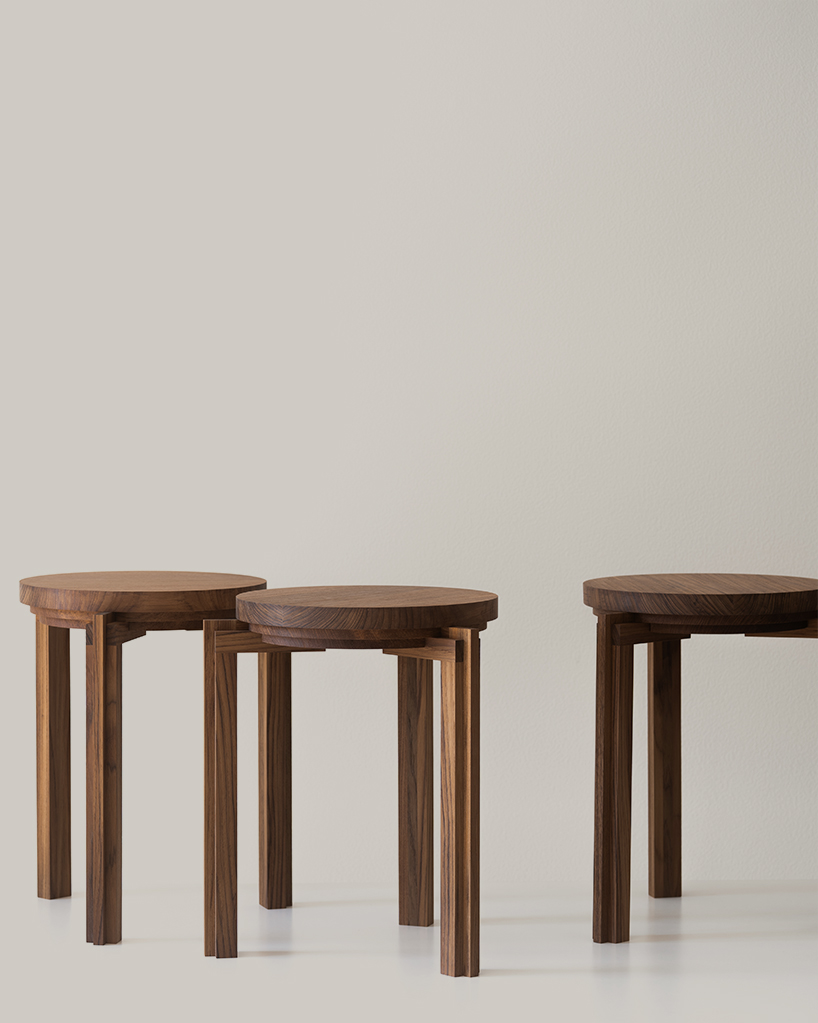 cornice: stackable wooden stool by nao iwamatsu acts as seat, side table, and sculpture - 2