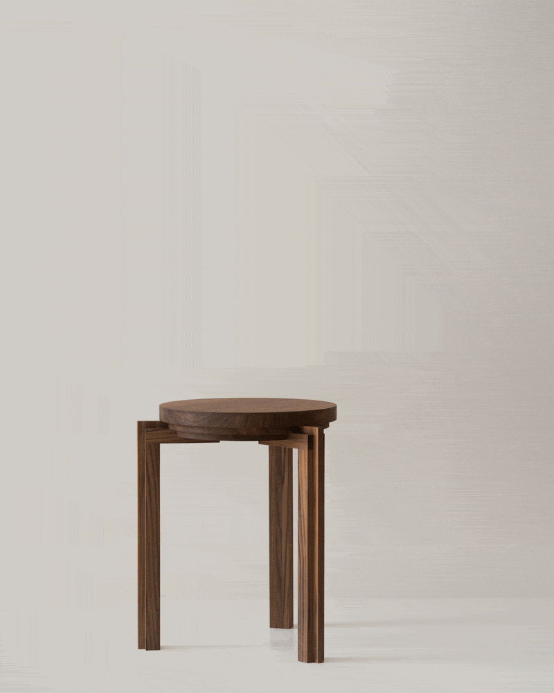 cornice: stackable wooden stool by nao iwamatsu acts as seat, side table, and sculpture - 8