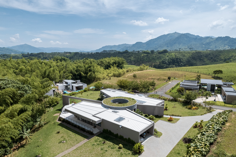 residence's living spaces unfold around circular open courtyard in colombia