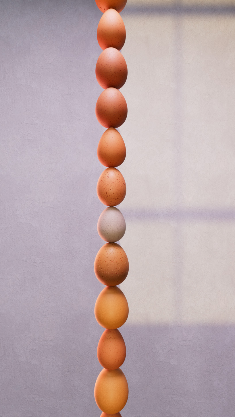 andrea papa piles kitchen utensils to pillars to spotlight the importance of a balanced diet 