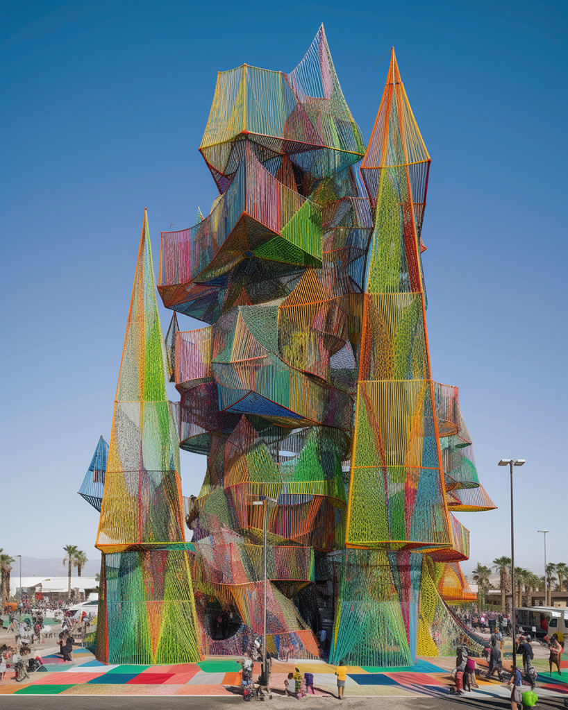 roger wilson imagines inflatable monuments and whimsical canopies enlivening coachella