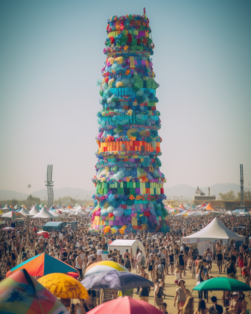 roger wilson imagines inflatable monuments and whimsical canopies enlivening coachella