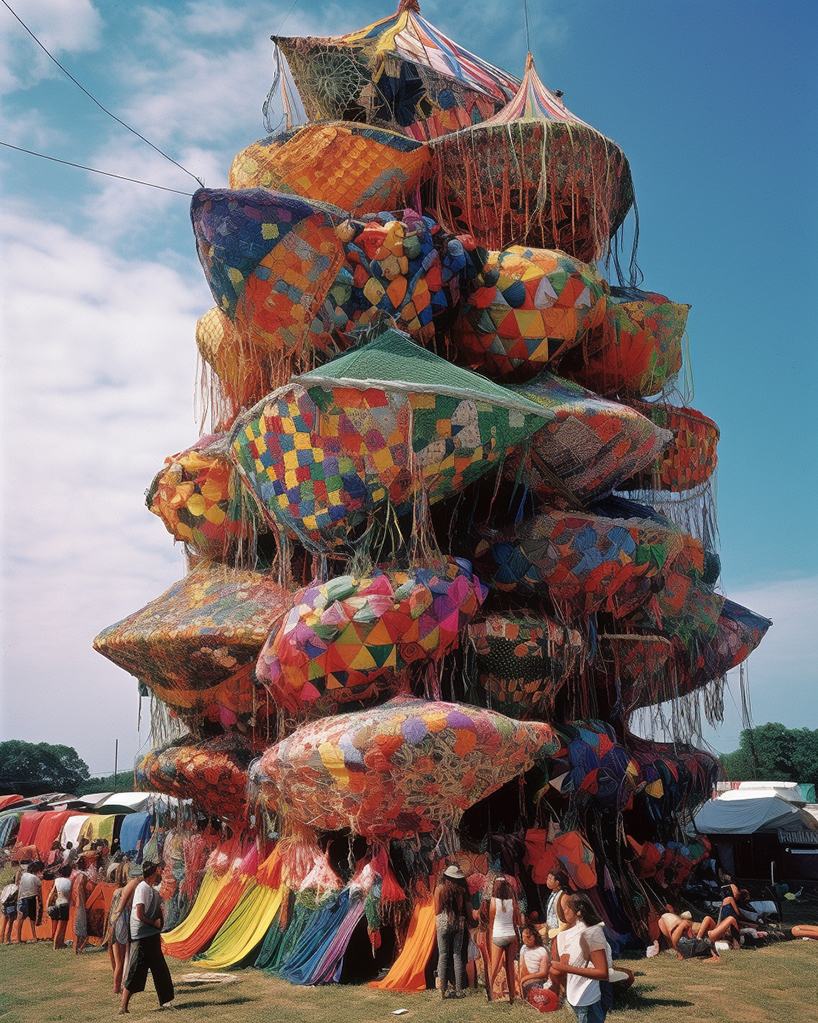 roger wilson imagines inflatable monuments and whimsical canopies enlivening coachella