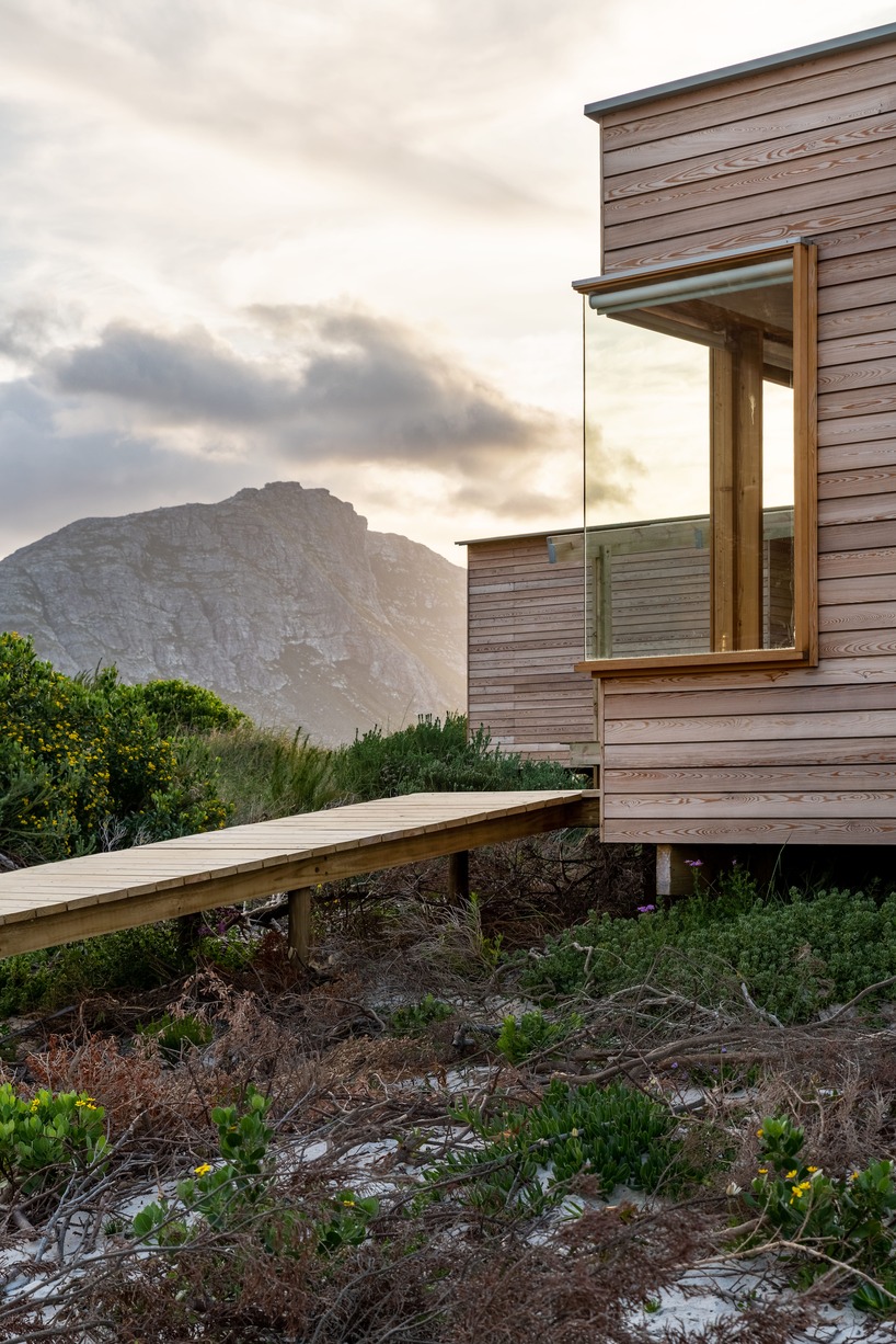 timber-clad residence by klg architects emerges from the dunescape in south africa