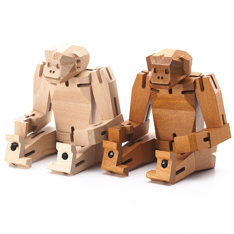‘morphits’ retro transformers by yoshiaki ito unfold into whimsical wooden animals like a puzzle