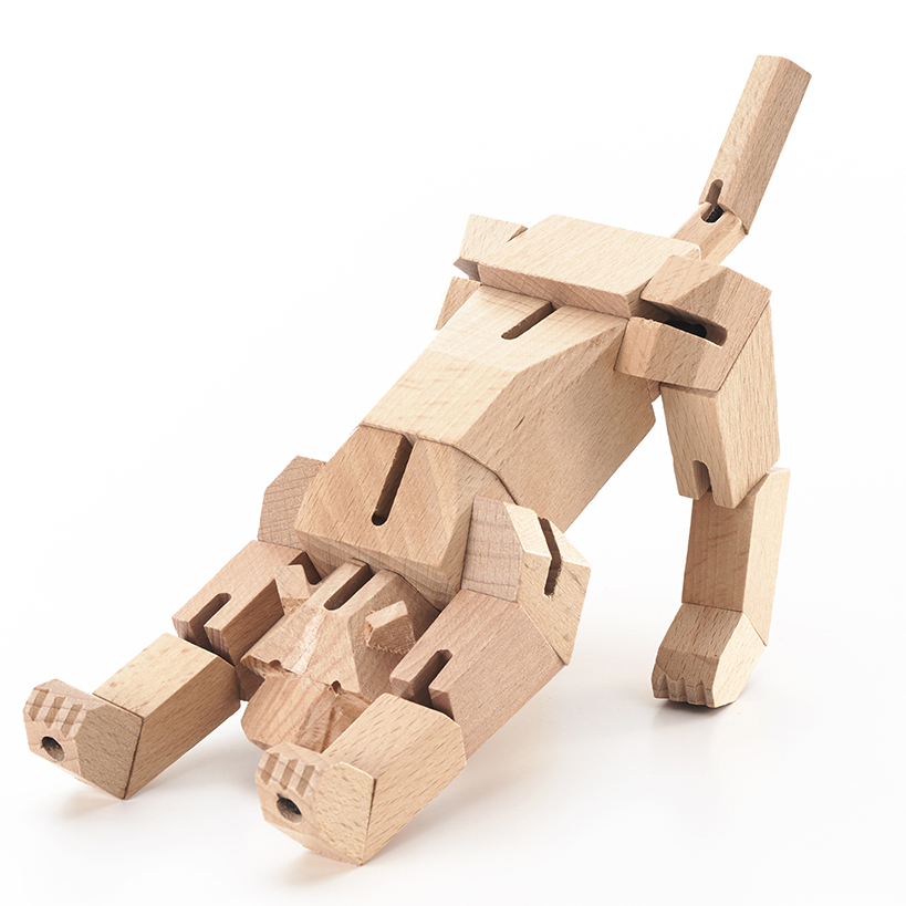 ‘morphits’ retro transformers by yoshiaki ito unfold into whimsical wooden animals like a puzzle