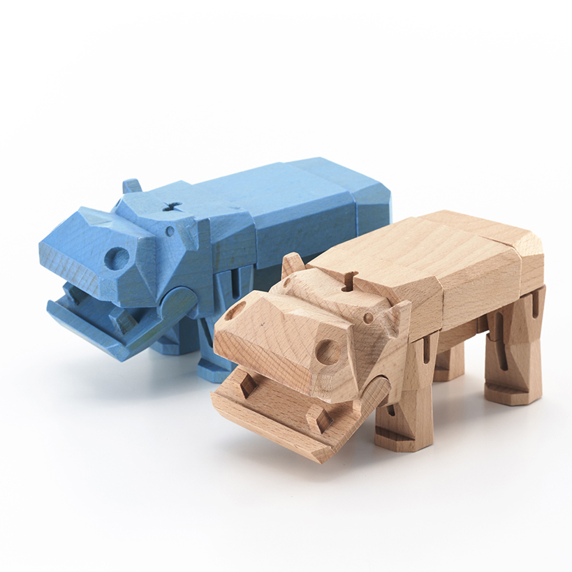 ‘morphits’ retro transformers by yoshiaki ito unfold into whimsical wooden animals like a puzzle