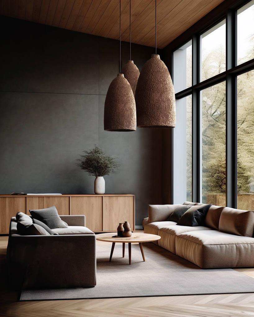 sustainable design and wabi sabi principles debut collection of organic pendant lamps