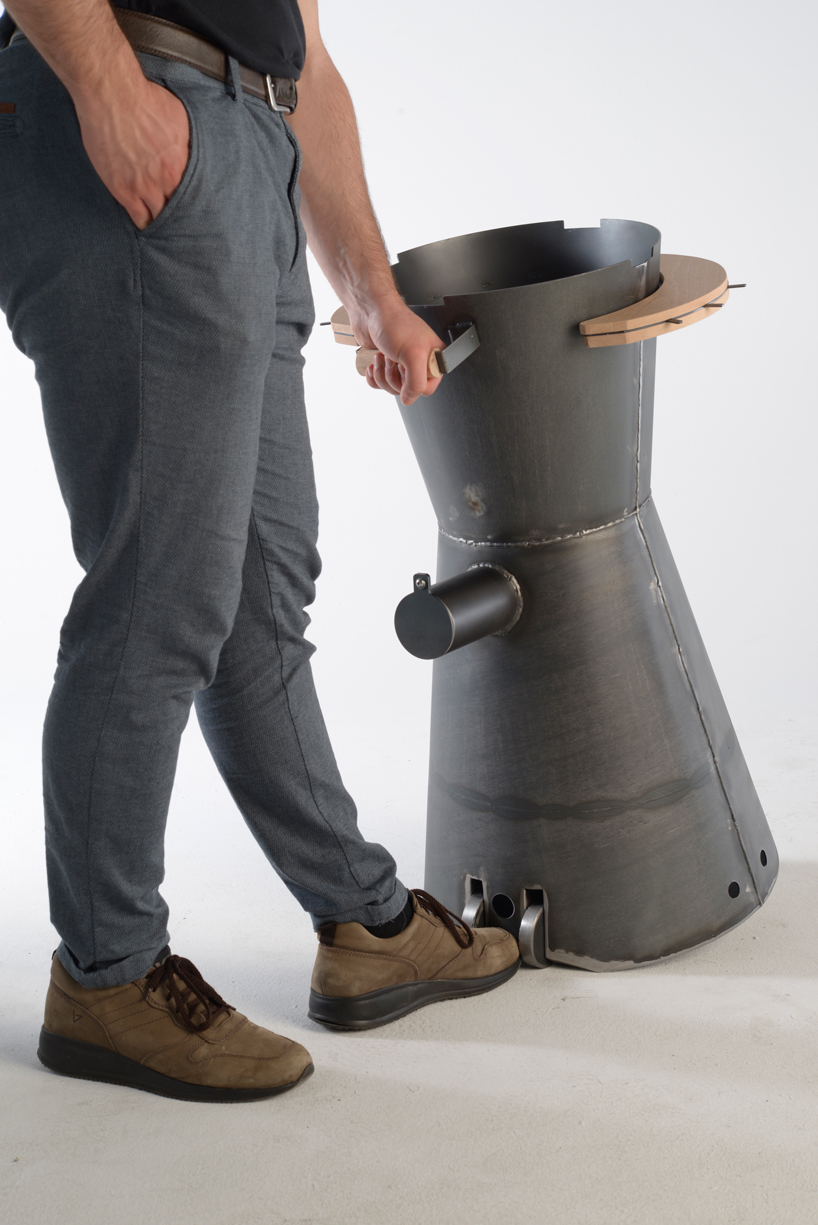 exuding rustic charm, loris dadda's 'zea' stove lets you prepare polenta taragna outdoors
