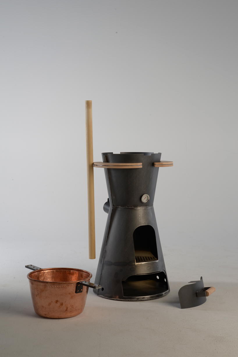 exuding rustic charm, loris dadda's 'zea' stove lets you prepare polenta taragna outdoors