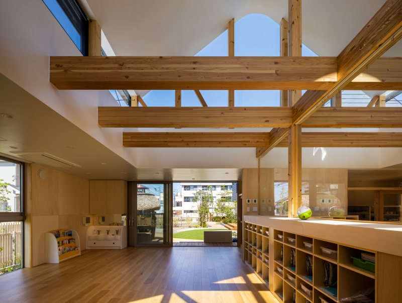 five wooden house-shaped volumes compose himawari nursery school in tokyo - 4