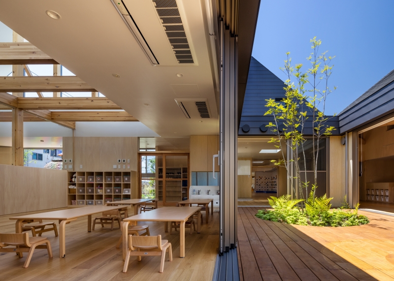 five wooden house-shaped volumes compose himawari nursery school in tokyo - 2