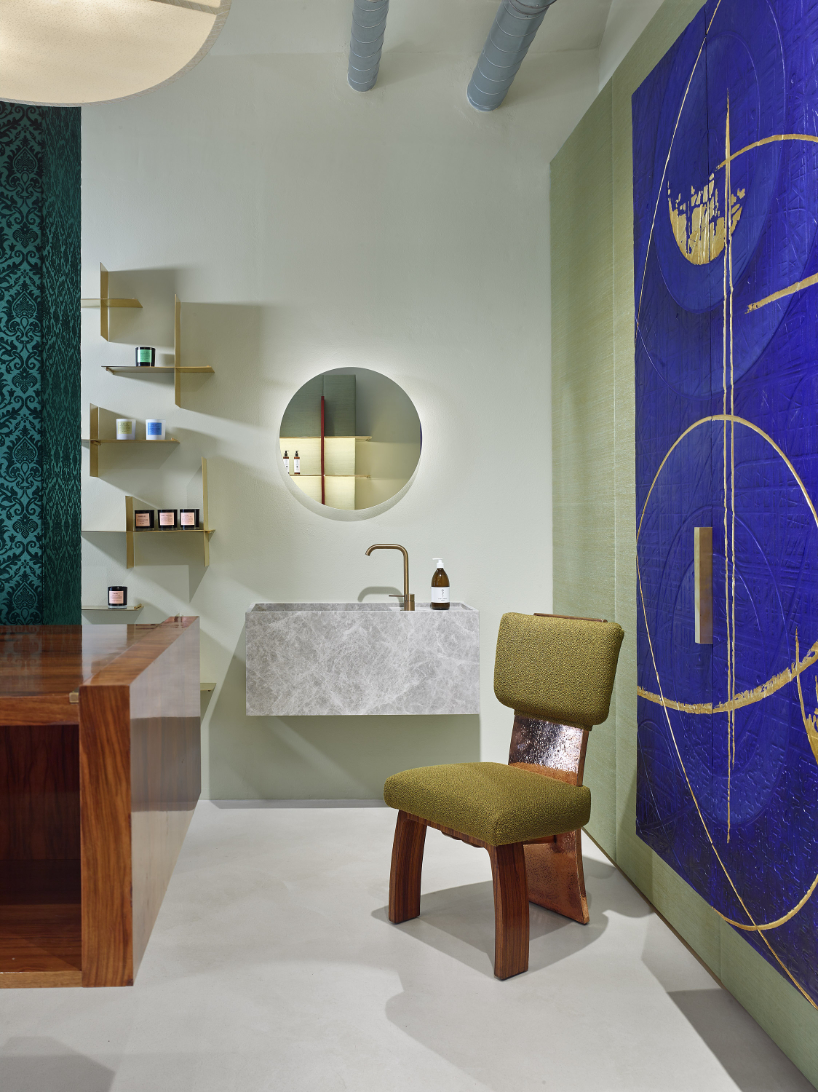 period furniture & suspended pharmacy cabinet mark beauty product showroom in prague - 2